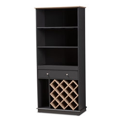 Baxton Studio Mattia Modern and Contemporary Dark Grey and Oak Finished Wood Wine Cabinet